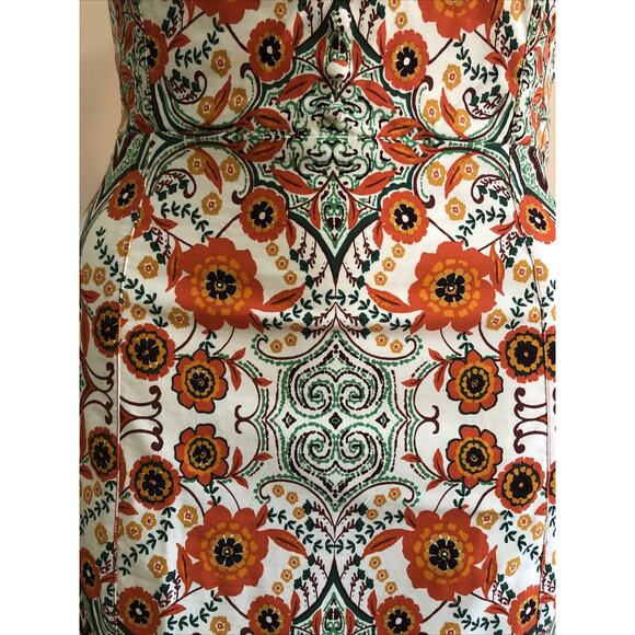 NWT Anthropologie Orange Floral Maxi Bodycon Dress Cap Sleeve Large Fishtail - Picture 3 of 11